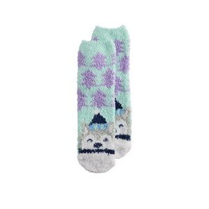 SHINE Fuzzy Dog Pattern Socks- husky & trees. NWT